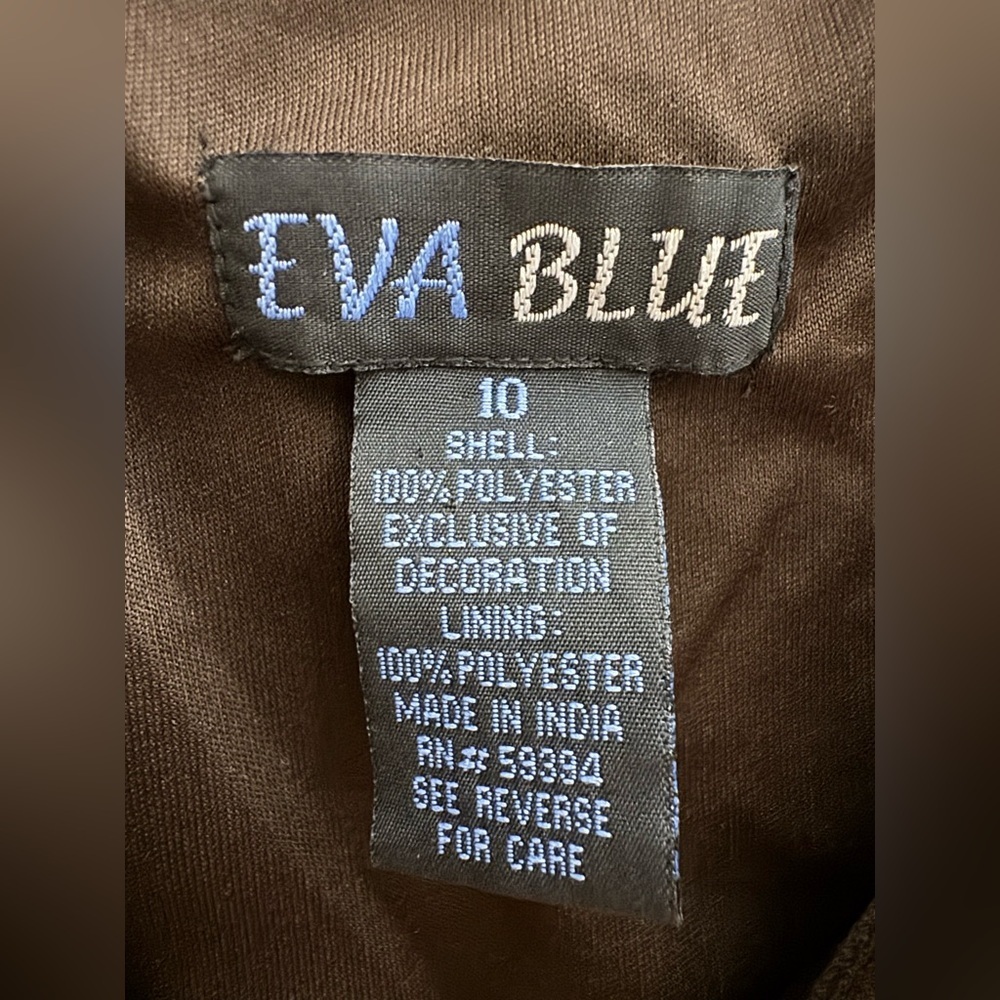 90s Eva Blue Cocktail Maxi Dress Brown Embellished Sequin Fairy Party Dress 10 - Picture 6 of 6